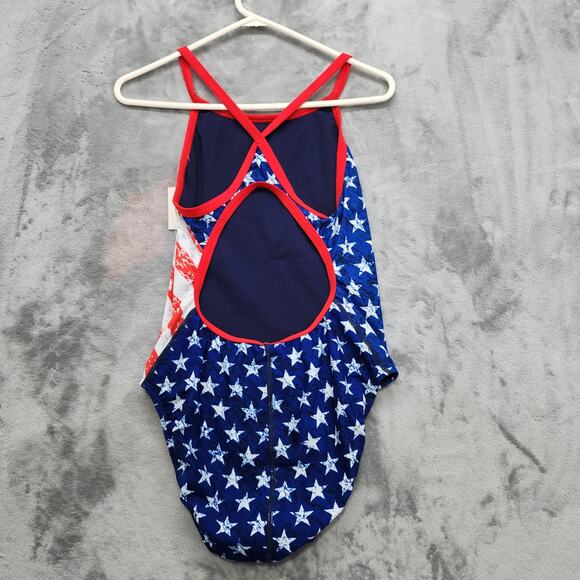 NEW TYR Swimsuit Womens 38 Red White Blue Star Spangled Diamondfit One Piece - Picture 3 of 12